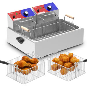 commercial deep fryer 22 l electric deep fryer with 10 l basket, commercial deep fryer with basket (3pcs), stainless steel countertop deep fryer w/adjustable temperature and restaurant use
