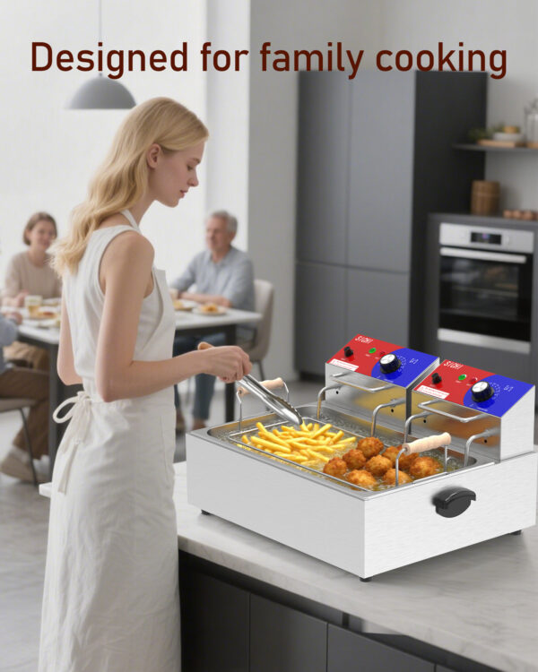 commercial deep fryer 22 l electric deep fryer with 10 l basket, commercial deep fryer with basket (3pcs), stainless steel countertop deep fryer w/adjustable temperature and restaurant use