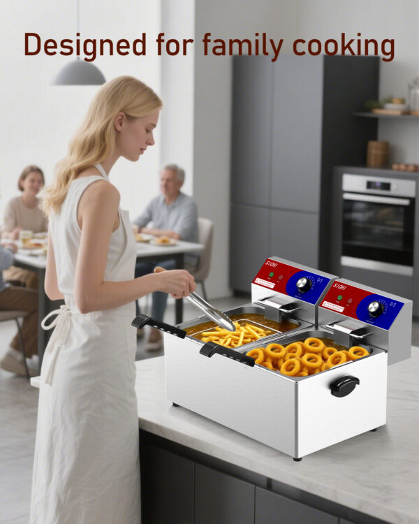 commercial deep fryer 28 l electric deep fryer with 10 l basket, commercial deep fryer with basket (2pcs), stainless steel countertop deep fryer w/adjustable temperature and restaurant use