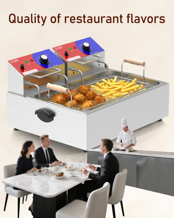 commercial deep fryer 22 l electric deep fryer with 10 l basket, commercial deep fryer with basket (3pcs), stainless steel countertop deep fryer w/adjustable temperature and restaurant use